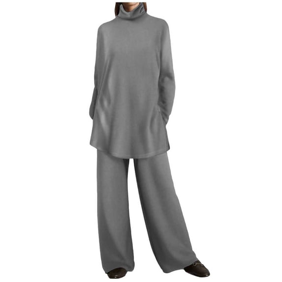 YUHAOTIN Female Black Pants Suit for Women Sexy Women Fashion Solid Casual Loose Slit Top Trousers High Collar Knitted Suit Shorts Sets Women 2 Piece Outfits Gym Outfits for Women Set