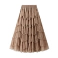 thumbnail image 1 of YUHAOTIN Female Long Skirts for Women with Pockets Women's a Line Tulle Party Dinner Tutu Skirt Brown Stretchy High Waisted Flared Skirt Flowy Skirt with Slit for Women Maternity Maxi Skirt, 1 of 5