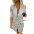 thumbnail image 1 of YUHAOTIN Female Maxi Dresses for Women 2024 Plus Size Women's Pleated V Neck Slim Fitting Sexy Sequined Short Dress Fairy Dress Sexy Party Dresses for Women 2024 Trendy, 1 of 4