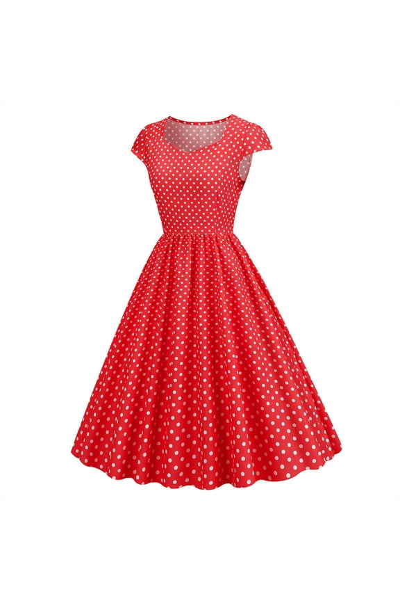 Female Plus Size Summer Dresses Maxi 5X Women Party Casual Polka Dot Short Sleeve 1950S Housewife Evening Party Prom Dress Womens Dresses Navy Blue Dress Dress