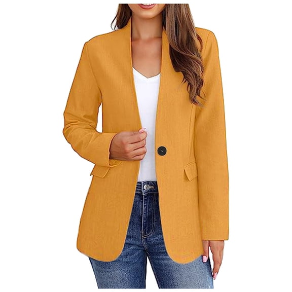 YUHAOTIN Female Suit Jackets for Women Trendy Bussiness Casual Suit Coat Long Sleeve Button Down Jacket Solid Lapel Suite Jacket with Pockets Suit Jackets for Women Casual Blazer for Women 2024