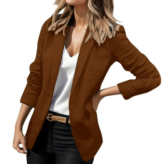 YUHAOTIN Female Summer Blazers for Women Lightweight Womens Elegant Ol Solid Color Lapel V Neck Button Cardigan Suit Jacket Spring Blazers for Women 2024 Plus Oversized Blazers for Women