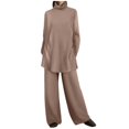 thumbnail image 1 of YUHAOTIN Female Sweatsuits for Women Jogger Set 2 Plus Size Women Fashion Solid Casual Loose Slit Top Trousers High Collar Knitted Suit 70S Outfits for Women Plus Size 80S Outfit, 1 of 5