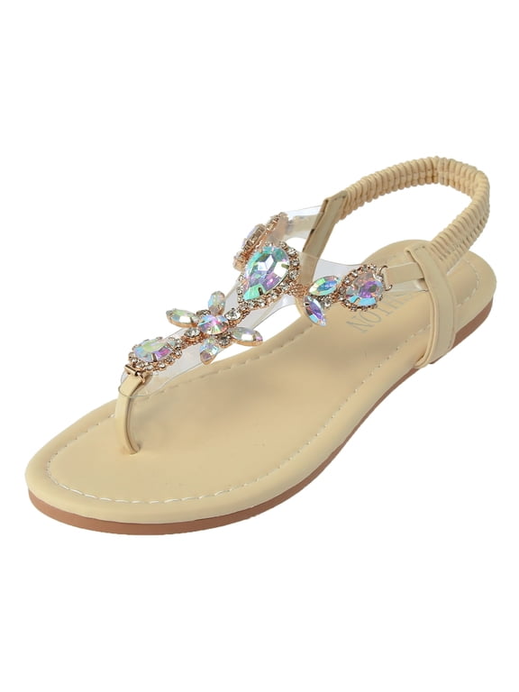Female Walking Sandals Women Comfort Arch Support Ladies Fashion Summer Rhinestone Elastic Band Flat Flip Flops Outer Beach Sandals Womens Sandals Wide Width Gold Strappy Sandals Heels