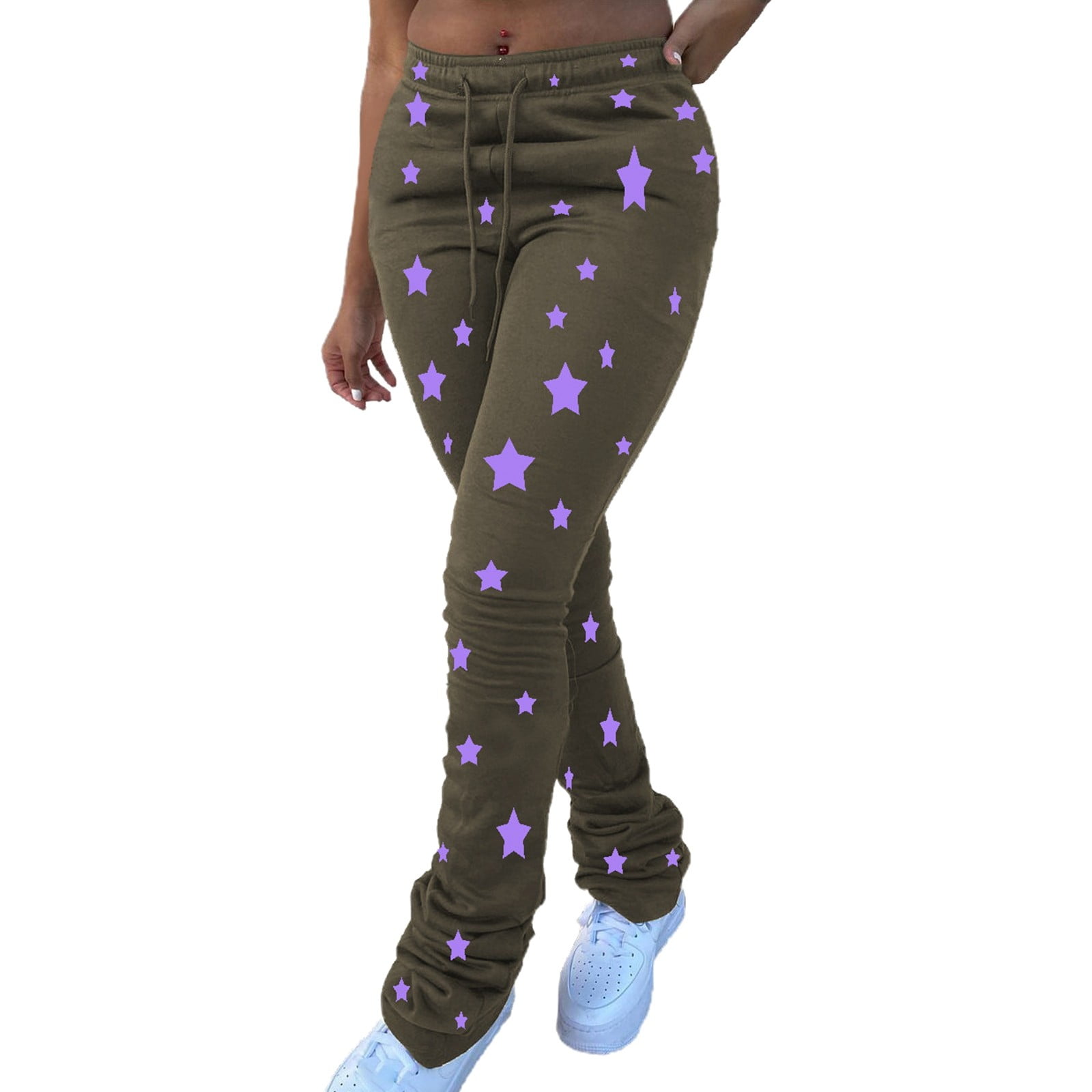 YUHAOTIN Flared Yoga Pants Set Women'S Classic Casual Pants Star Print