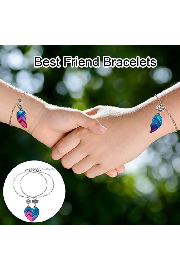 Friend Bracelets Children's Bracelets Bff Bracelets Half Heart Bracelet Mexican Bracelets Slap Bracelets Sister Bracelets for Women Silver