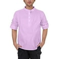 thumbnail image 1 of YUHAOTIN Funny Tshirts Shirts Men's Cotton Linen Shirt Long Sleeve Hippie Casual Beach T Shirts Patriotic T-Shirts Man Poloshirt, 1 of 9