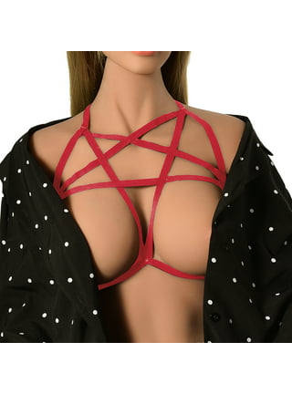 Sexy Chest Harness Body Bra Underwear BDSM Erotic Lingerie Choker Top Goth  Leather Harness Suspenders for Stockings (Color : C, Size : Adjustable) :  : Clothing, Shoes & Accessories