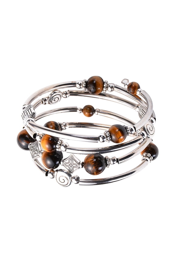 Hand Multilayer Bracelet Volcanic Stone Turquoise Tiger Eye Spiral Memory Bracelet Initial Bracelet Silver Rhinestone Heart Bracelet for Girls Friends Initial Bracelet Rhinestone