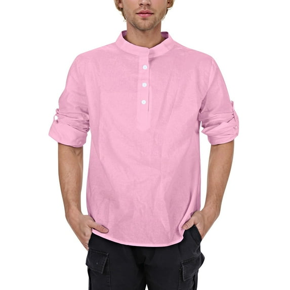 YUHAOTIN Heavy Weight Tshirts for Men Men's Cotton Linen Shirt Long Sleeve Hippie Casual Beach T Shirts T Shirts for Men Band T Shirts
