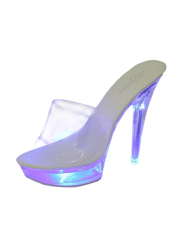 High Heels for Women Wide Feet Wedge Ultra High Transparent Sexy High Heeled Colorful Light Electrified High Heeled Light Shoes Womens High Heels Sexy Black Sandals Women Wedges