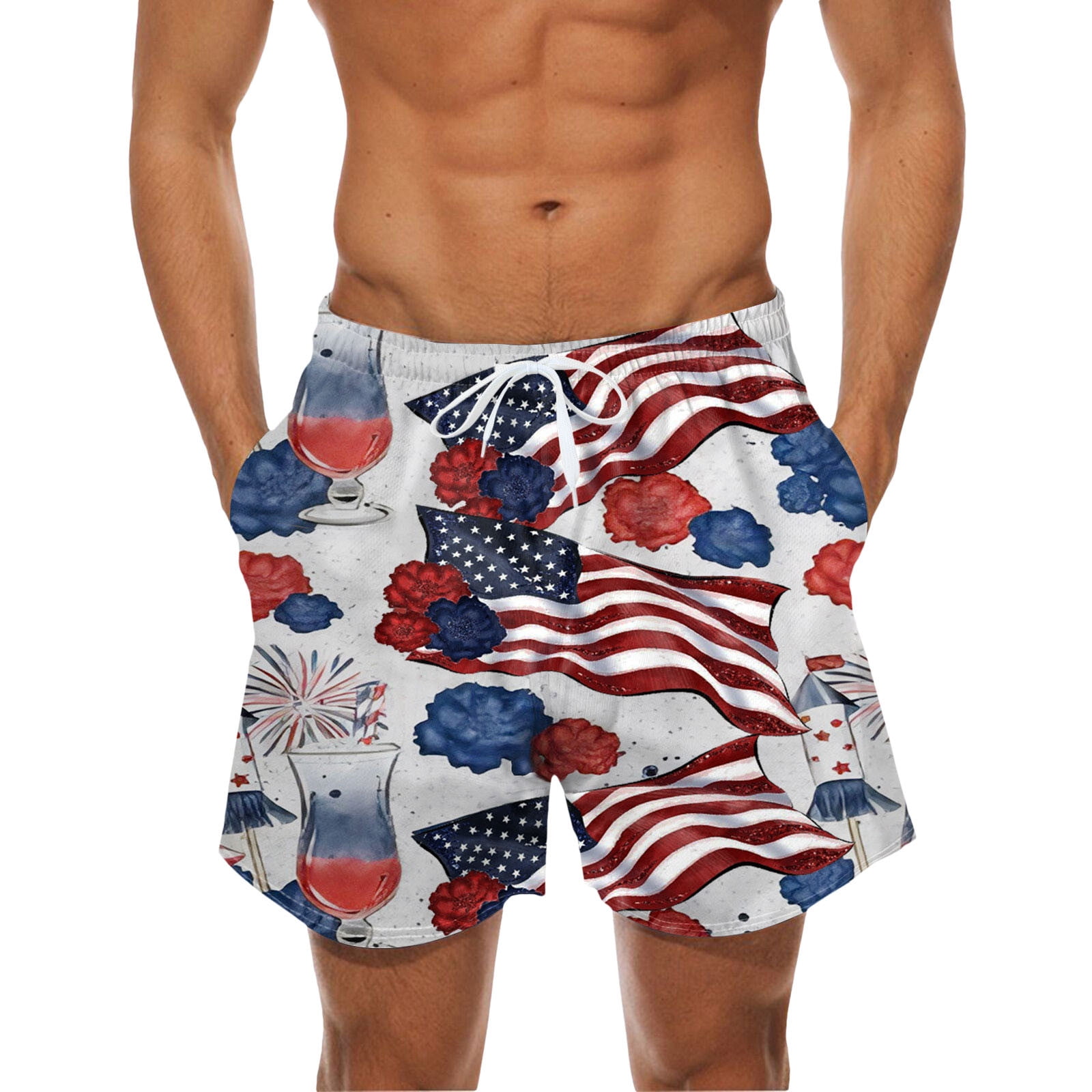 YUHAOTIN Independence Day Beach Outfits for Men 2024 Vacation Mens Independence Day Digital 3D