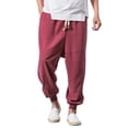 thumbnail image 1 of YUHAOTIN Jogger Pants Men Stretch Men Cotton Linen Solid Elastic Waist Casual Trousers Drawstring Mid Waist Pants with Pockets, 1 of 4