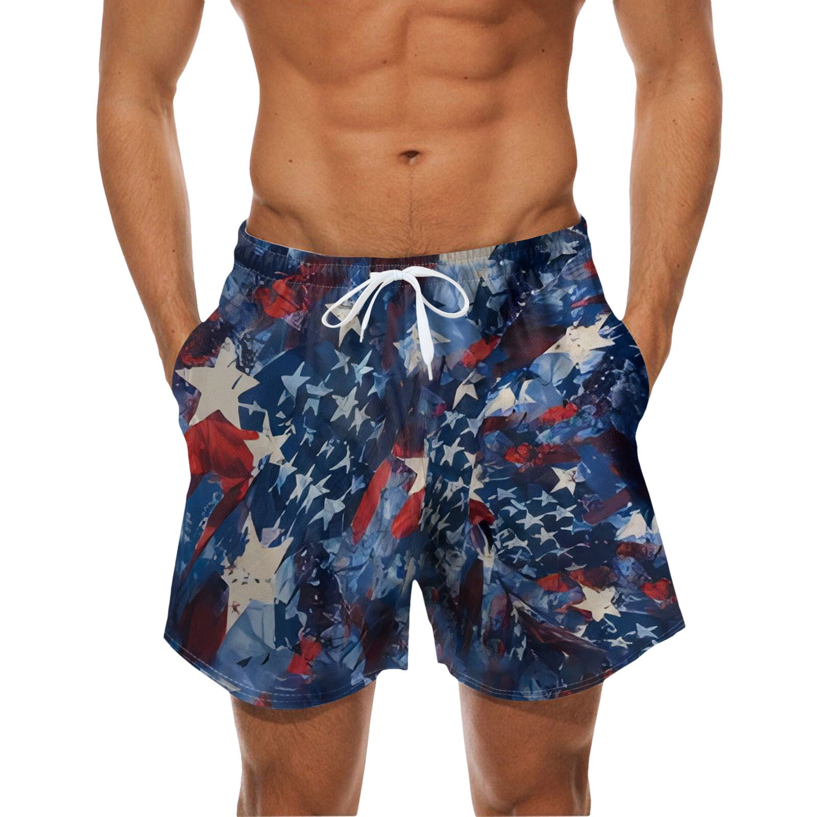 YUHAOTIN July 4th Mens Beach Pants Mens 3D Digital Independence Day ...