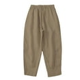 thumbnail image 1 of YUHAOTIN Linen Pants Women Summer Ankle Retro Cotton Linen Jogger Pants with Tapered Legs and Elastic Ankle Womens Pants Long Length Tall Wide Leg Linen Pants for Women Petite, 1 of 2