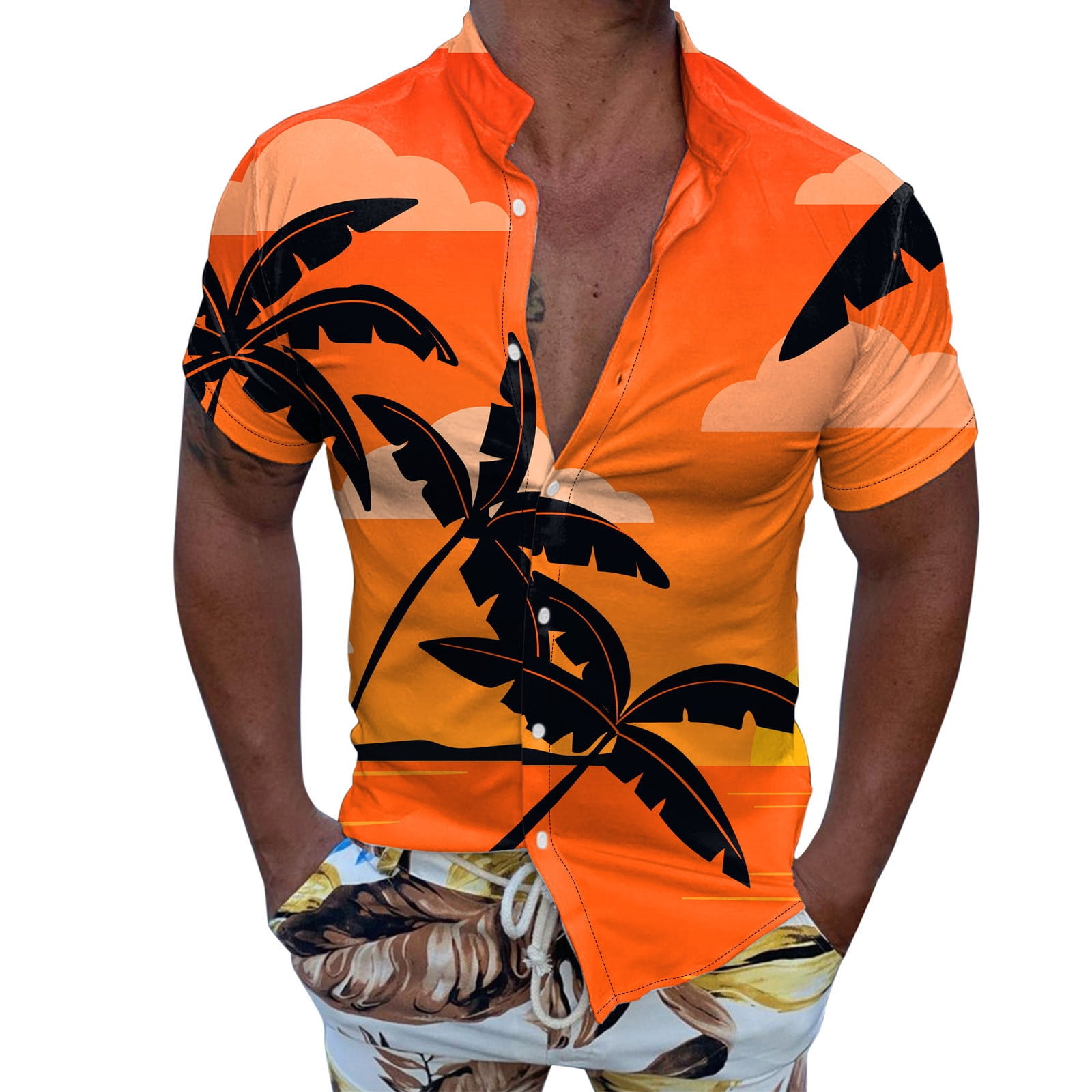 YUHAOTIN Male Beachy Tops Men Casual Short Sleeve Spring Summer