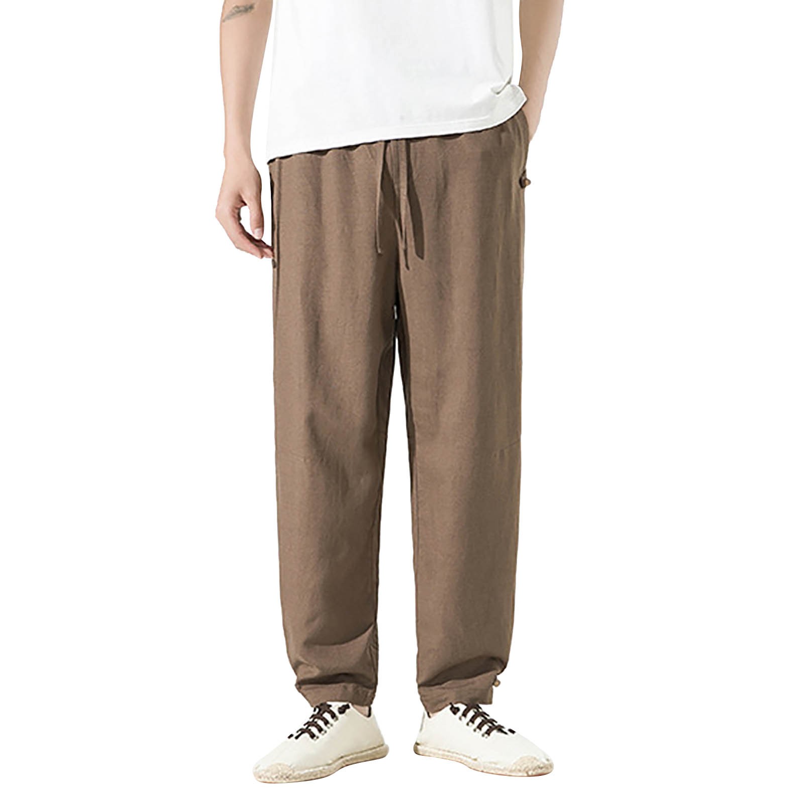 YUHAOTIN Male Casual Pants for Men Slim Fit New Drape Linen Trendy ...