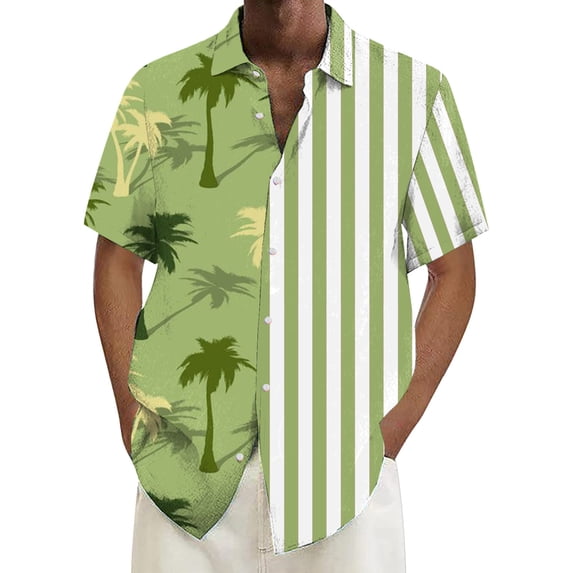 YUHAOTIN Male Men's Hawaii Shirts Mens Shirt Casual Loose Short Sleeved Beach Shirt Beachy Tops Button up Short Sleeve Shirts for Men