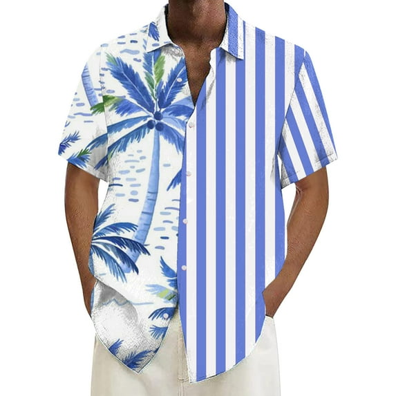 YUHAOTIN Male Mens Beach Outfit Linen Mens Shirt Casual Loose Short Sleeved Beach Shirt Mens Hawaii Shirt and Short Set Slim Fit Men's Hawaii Shirts Short Sleeve