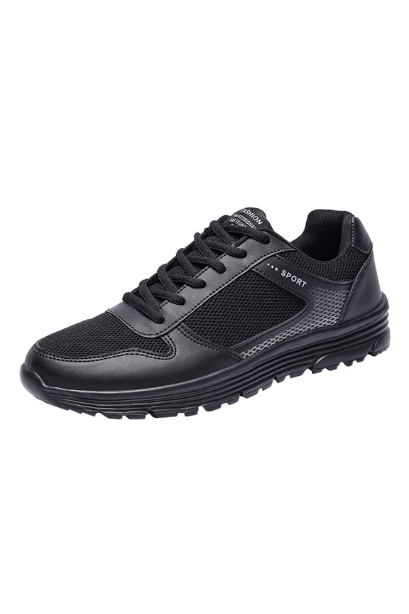 Men's Bowling Mesh Mountaineering Casual Sport Lace up Breathable Running Shoes, Black, 45
