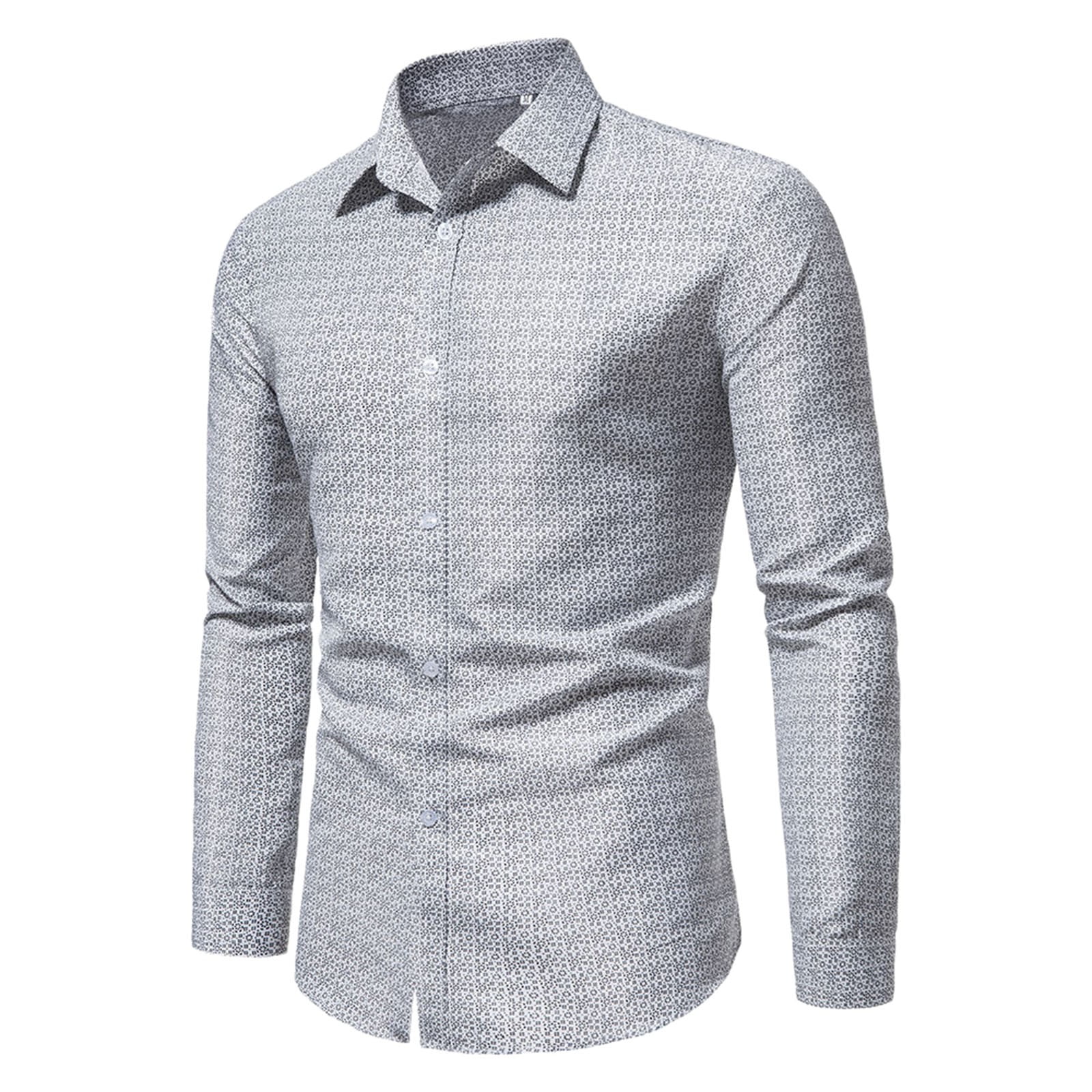 YUHAOTIN Men's Casual Button-down Shirts Mens White Dress Shirt Long ...