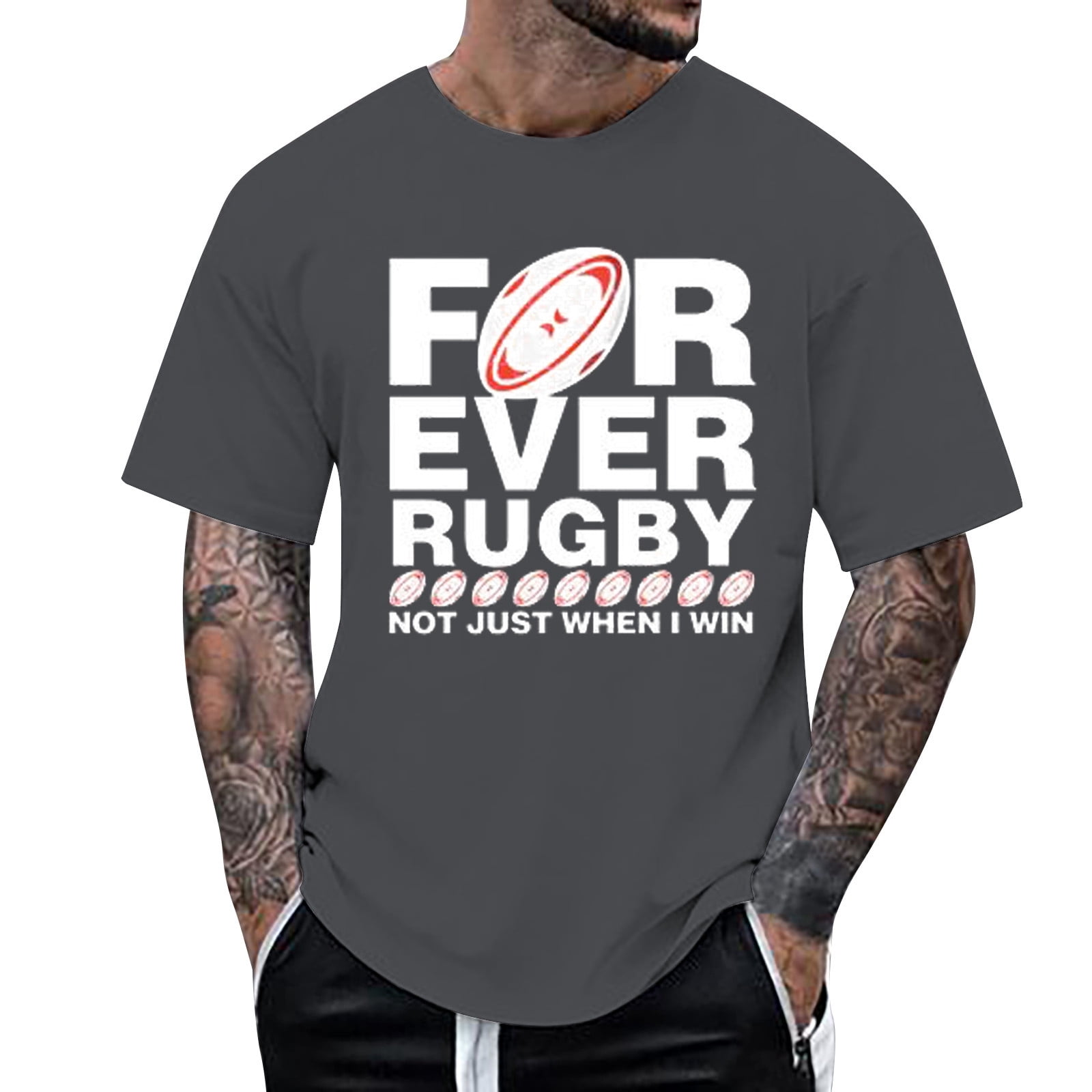 YUHAOTIN Men's Funny T-Shirts American Men's Football Fans Sports Gift T  Shirt Vintage Rugby Player Sports Retro Men Rugby Shirt Tee Funny T Shirts