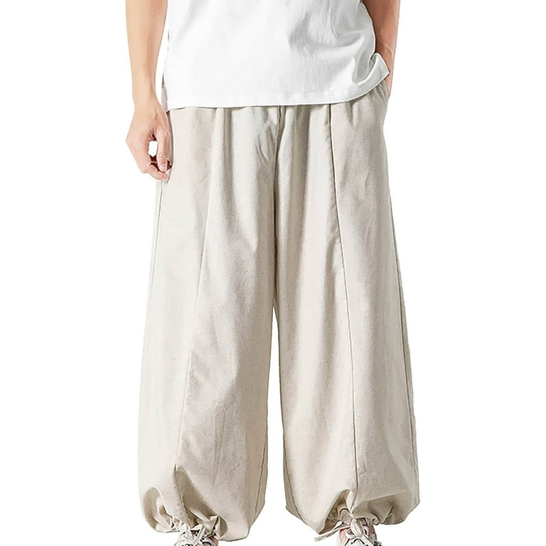 YUHAOTIN Men s Large Tall Sweatpants Summer Large Cotton Pants Harlan Pants Japanese Loose Straight Tube Pants Men Sweatpants for Men Loose Fit Open Bottom Walmart