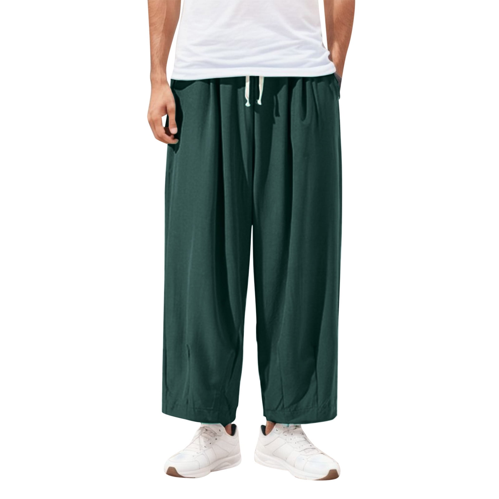 YUHAOTIN Men's Sweatpants with Zipper Pockets Tapered Black Sweatpants