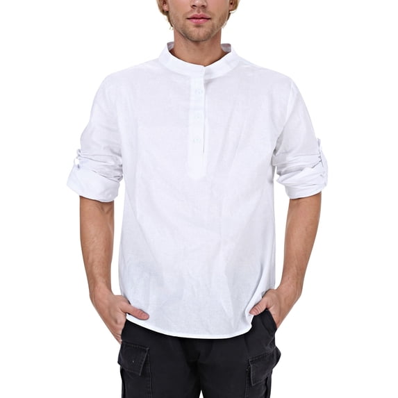 YUHAOTIN Men's T-Shirts Graphic Rock Bands Men's Cotton Linen Shirt Long Sleeve Hippie Casual Beach T Shirts Mens T Shirts Casual Graphic Vintage Men Poloshirt