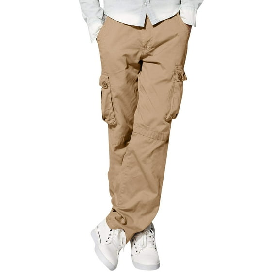 YUHAOTIN Mens Cargo Pants Slim Fit Tall Men's Four Seasons Street Casual Sports Solid Color Multi Pocket Straight Tube Zipper Overalls Mens Cargo Pants Relaxed Fit Camo Mens Cargo Pants Stretch Waist