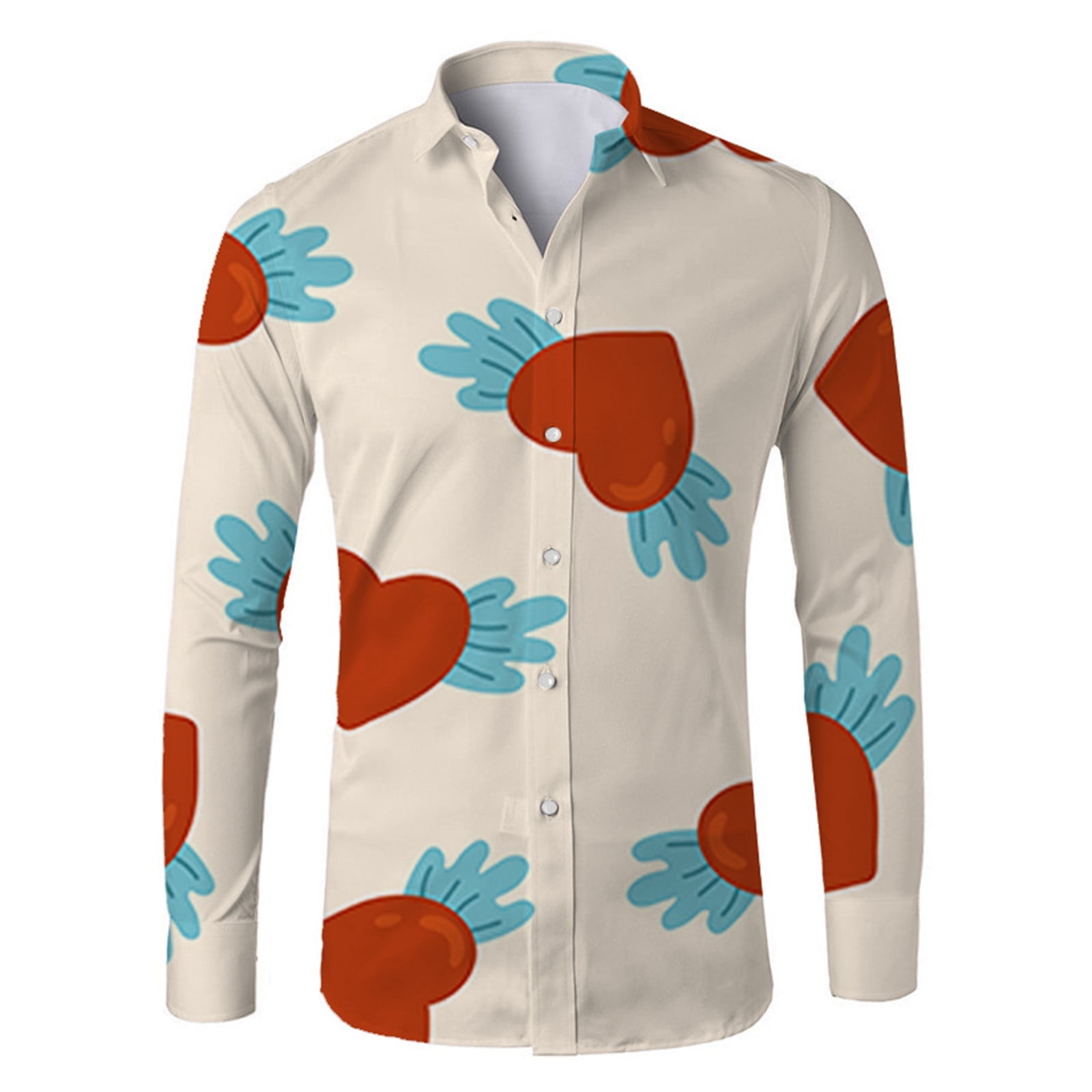 YUHAOTIN Mens Dress Shirts Male's Valentine's Day Shirt Long Sleeve