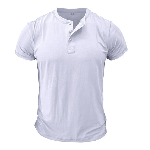 YUHAOTIN Mens Tall T Shirts Male Spring Summer Cotton Short Sleeve Button Pocket Collar Solid Color Sports T Shirt Slim Fit T Shirts for Men Long Sleeve Men's T-Shirts Cotton Blend