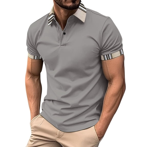 YUHAOTIN Mens Tshirt with Pocket Graphic Male Spring Business Lapel T Shirt Bottoming Shirt Short Sleeve Shirt Patchwork Top Tennis Apparel Mens T Shirts Cotton Graphic