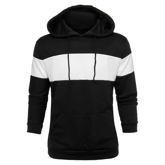 YUHAOTIN Oversized Hoodie Men Gym Hoodies for Men Black and Red Mens Casual Patchwork Slim Fit Hoodie Outwear Blouse Sweatshirt
