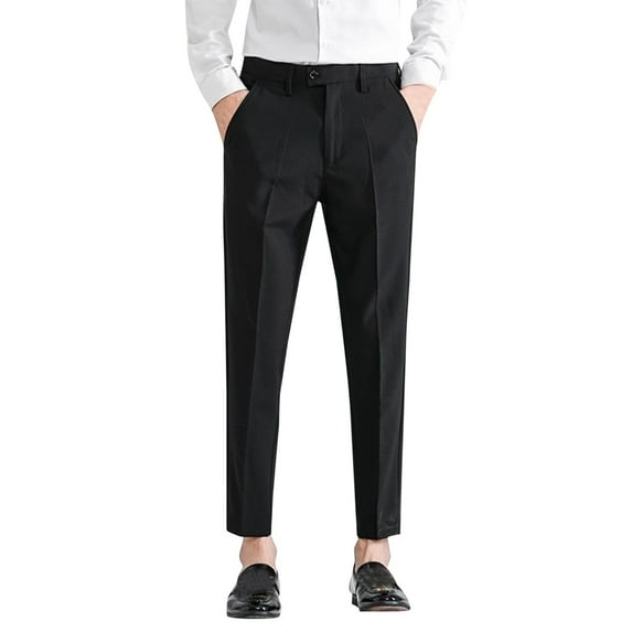 YUHAOTIN Oversized Sweatpants Men's Casual Pleated Solid Suit Pants Zipper Pocket Ankle-Length Pants Trousers Men's Sweatpants with Pockets Tall Mens Jogger Pants Cotton Cargo