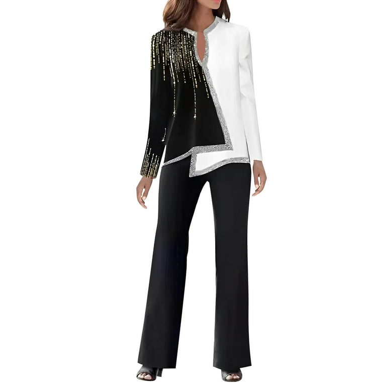 Black and white pant suit for wedding sale
