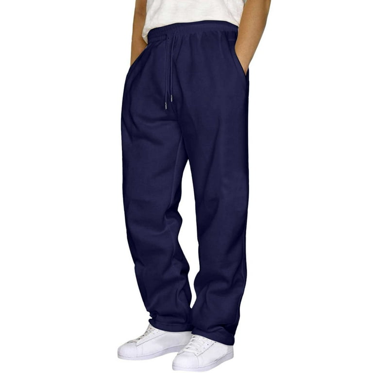 YUHAOTIN Plus Size Sweatpants with Pockets on Butt Fall and Winter Casual Sports Solid Color Cotton Padded Thickened Elastic Waist Straight Slim Pants Men s Sweatpants Open Bottom Loose Fit Walmart ...