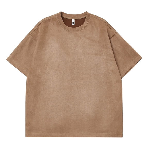 YUHAOTIN Polyester Tshirts for Sublimation Mens Solid Color Loose Round Neck Suede Short Sleeve Large Size Fashionable Casual Sports Top T Shirt Men Mens Tshirts Graphic Vintage