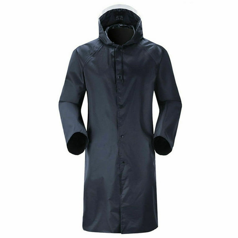 Adults Men Raincoat Waterproof Hooded Rain Jacket Long Coat Outdoor Work Wet