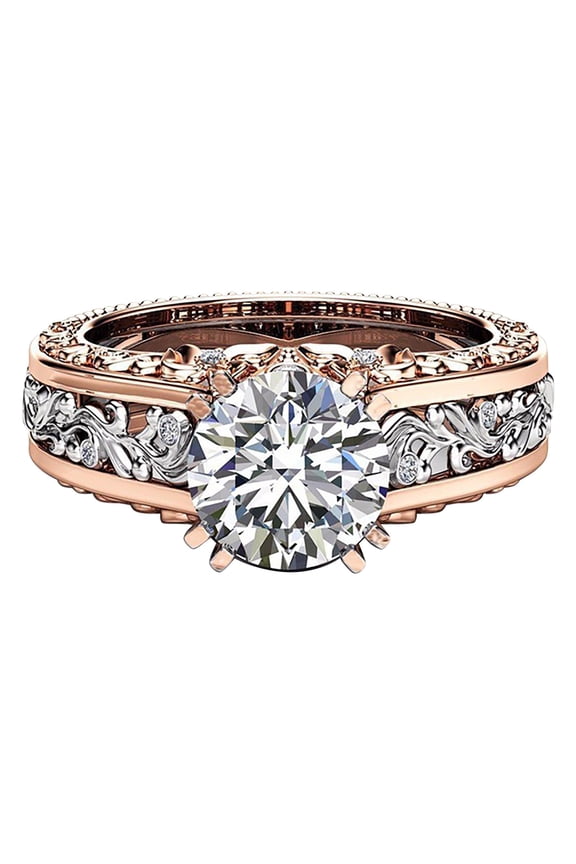 Rose Gold Ring Bands for Women Ladies Ring Alloy Plated 14K Rose Gold Color Separation Ring Jewelry Gift Girlfriend Gifts Jewelry for Women