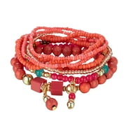 YUHAOTIN Stackable Bead Bracelets Ladies Mens Stretch Multilayer Bracelet Set Multicolor Jewelry Charm Bracelet Sterling Silver 925 Elastic Bracelet String Pearl Bracelet Silver Chain