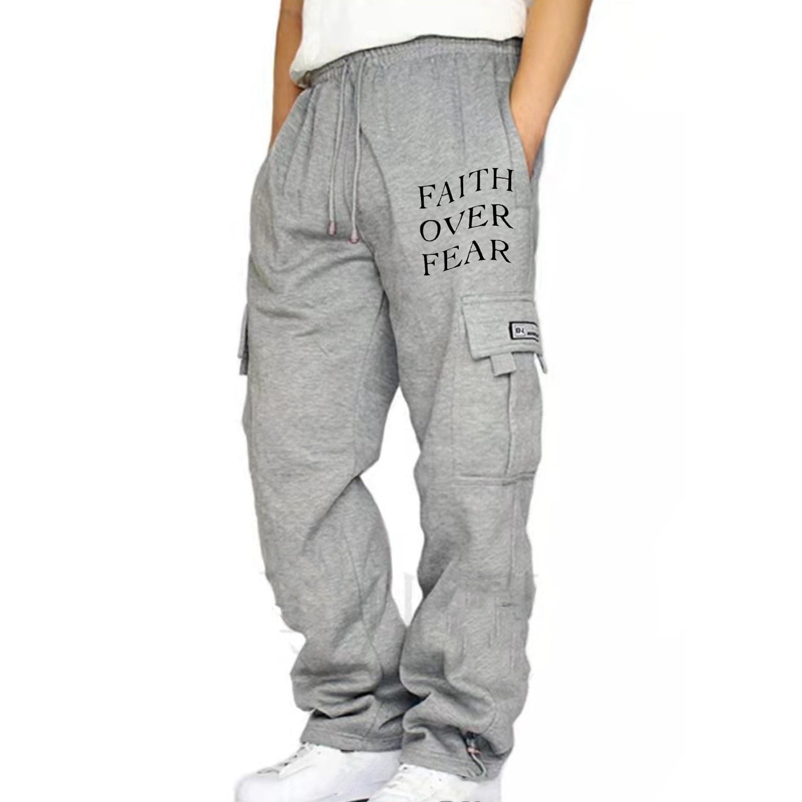 Grey Stacked Joggers Men Men Stacked Sweats Fleece Sweatpants