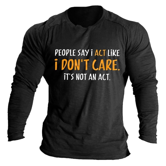 YUHAOTIN T Shirt Men Mens Casual Soft and Comfortable Small Printed Cotton T Shirt with Rund Neck and Long Sleeves Mens Oversized T Shirt Long Sleeve Mens Fitted Tshirts Graphic