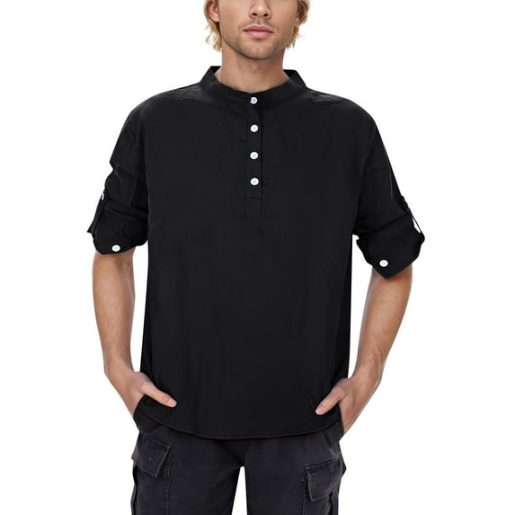 YUHAOTIN T-Shirts for Men Graphic Tees Sports Men's Cotton Linen Shirt Long Sleeve Hippie Casual Beach T Shirts T Shirts for Men Graphic Funny Saying Fishing Mens Crew Neck T Shirts Black