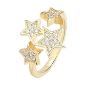 YUHAOTIN Wedding Ring Set Silver Retro Multilayer Star Diamond Ring Rhinestone Ring Elegant Star Ring Adjustable Opening for Women Girls Couple Gift Ideas Promise Rings for Her and Him
