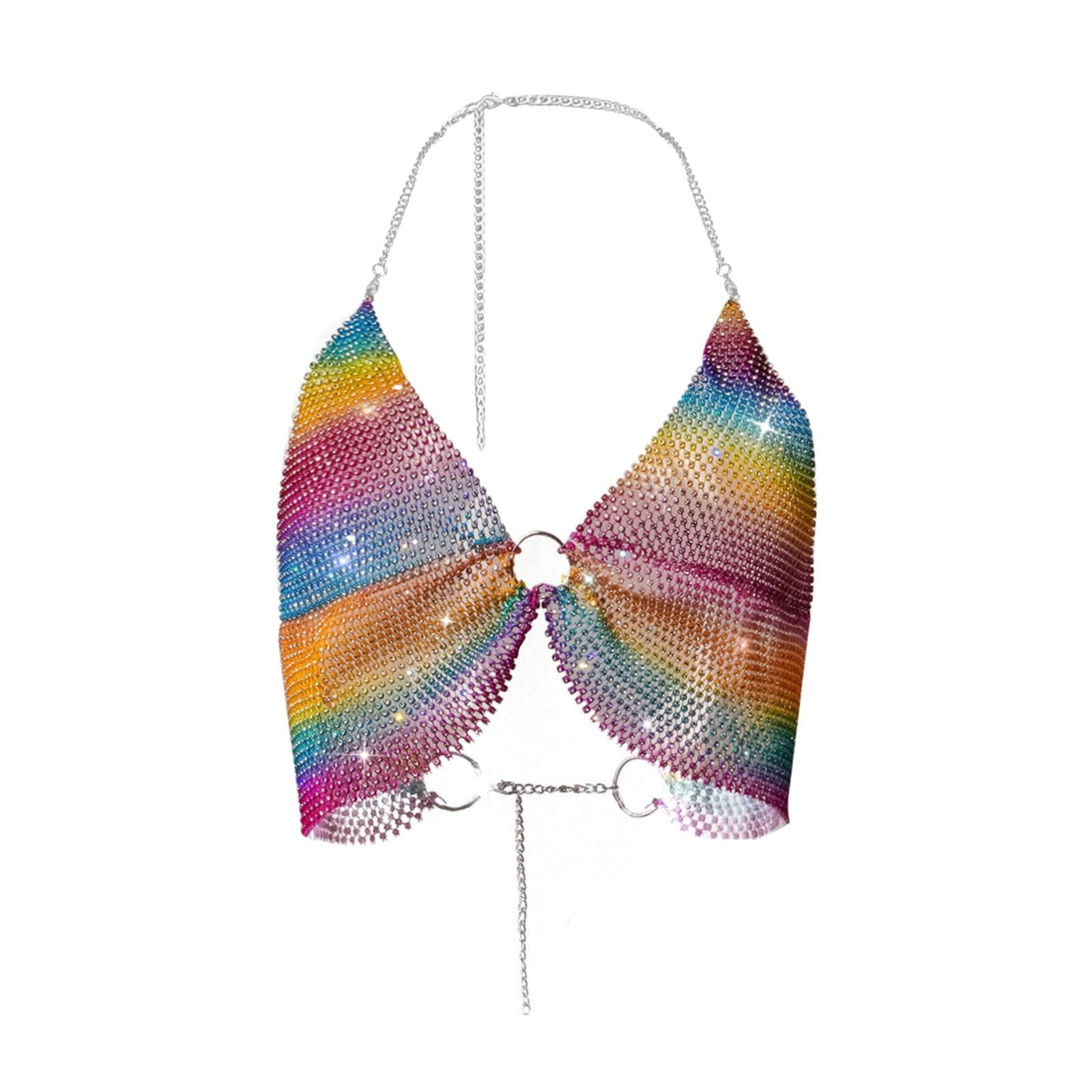 YUHAOTIN White Tank Top Woman Bodysuit Women's Super Sparkling Diamond