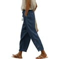 thumbnail image 1 of YUHAOTIN Wide Leg Trousers Women High Waist Women's Fashionable Solid Color Lace Spliced High Waist Drawstring Pocket 9/10 Length Pants Ladies Slacks Dressy Petite Women's Pants Casual with Pockets, 1 of 6