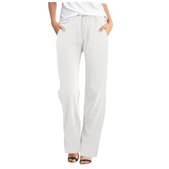 YUHAOTIN Womens Slacks Long Summer Casual Solid Color Loose Fit Harlan Pants Lightweight Wide Leg Pants Cropped Pants Womens Trousers Dress Pants Tan Wide Leg Trousers Women High Waist
