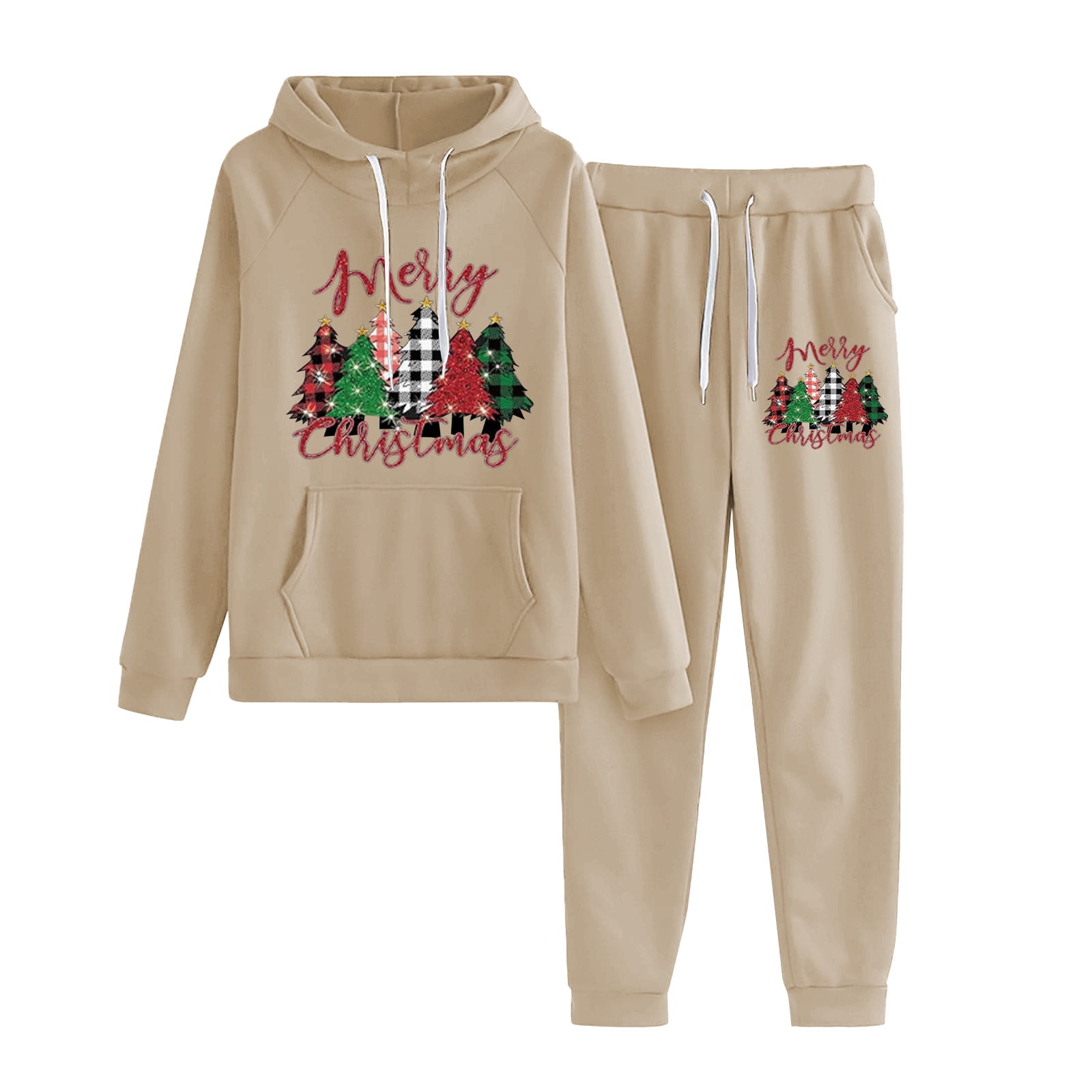 YUHAOTIN Womens Sweatsuit Women's Colorful Christmas Tree Print Casual