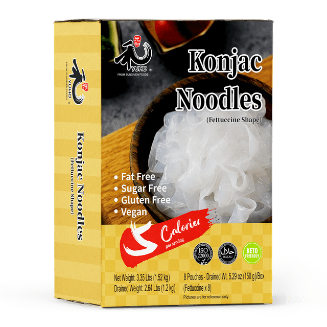 YUHO Shirataki Konjac Fettuccine Noodles, 8 Pack Inside Noodles, Vegan